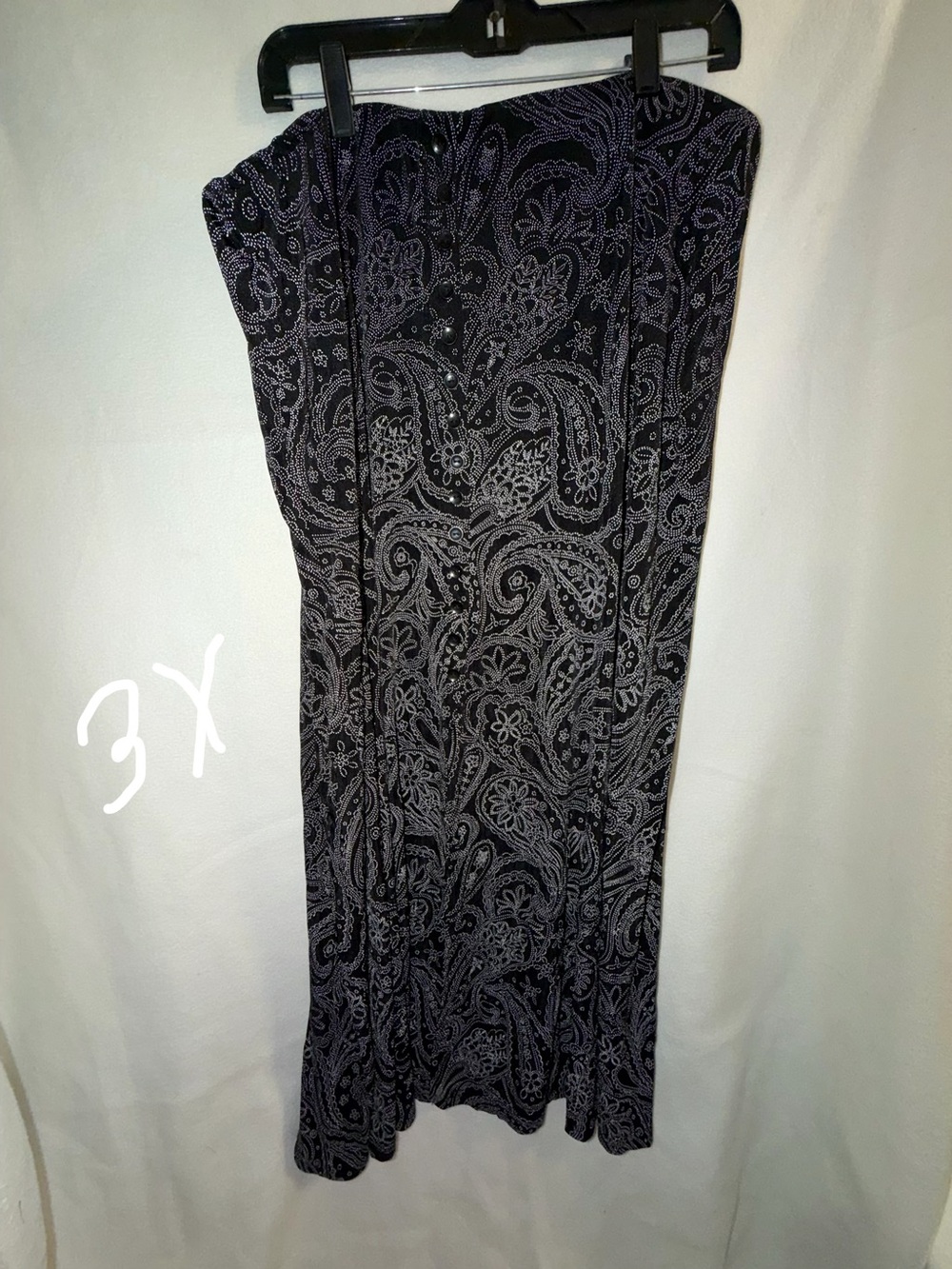 Black & Gray Paisley Maxi Skirt